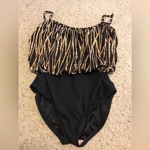 SIRENA SIGNATURE ONE PIECE BATHING SUIT ANIMAL PRINT SZ 12 GUC VINTAGE